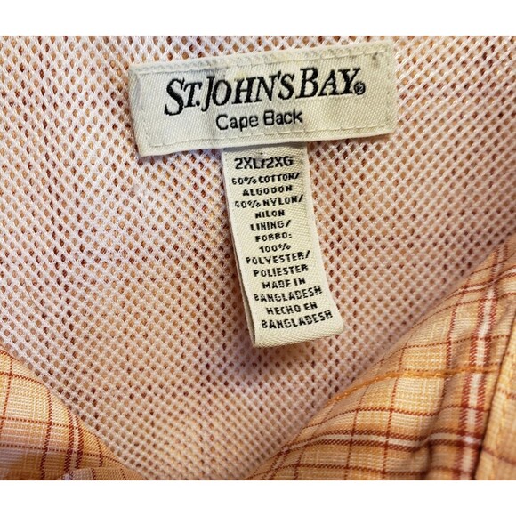 Lot 2 Men's 3XL Long Sleeve Shirts 29" P2P Eddie Bauer St John's Bay Plaid/Khaki - Picture 10 of 14